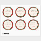 Sticker Rond Joyeux Noël Tartan Plaid Custom (Feuille)