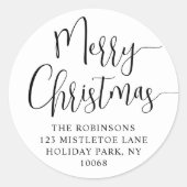 Sticker Rond Joyeux Noël tendance Script Round Return Adresse (Devant)