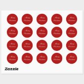 Sticker Rond Joyeux Noël Texte personnalisé Simple Rouge Chic (Feuille)