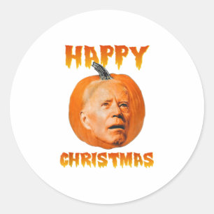 Sticker Rond Joyeux Noël Thanksgiving Biden Head