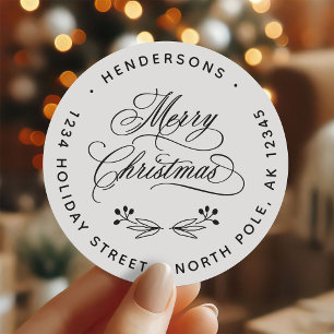 Sticker Rond Joyeux Noël tourbillonnant Script Retourner l'adre