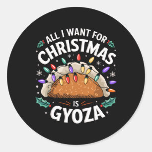 Sticker Rond Joyeux Noël Tout Ce Que Je Veux Pour Noël Gyoza Ho