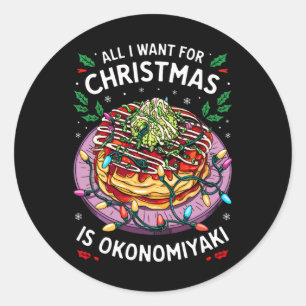 Sticker Rond Joyeux Noël Tout ce que je veux pour Noël Okonomiy