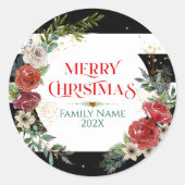 Sticker Rond Joyeux Noël Typographie & Dessous de verre de cour (Devant)