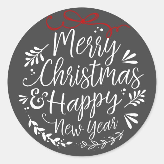 Sticker Rond Joyeux Noël Typographie Enveloppe Seal Cadeau Bali (Devant)