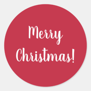 Sticker Rond Joyeux Noël Typographie festive rouge et blanc