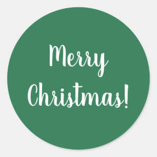 Sticker Rond Joyeux Noël Typographie festive vert et blanc