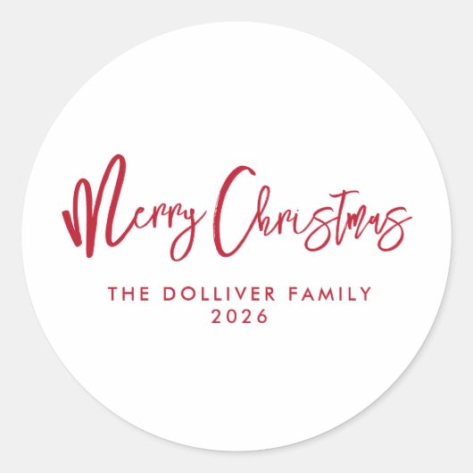 Sticker Rond Joyeux Noël | Typographie rouge (Devant)
