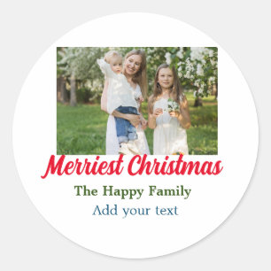 Sticker Rond Joyeux Noël vacances ajouter nom de famille