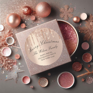 Sticker Rond Joyeux Noël Vacances RSVP Rose Gold Drives