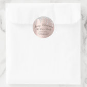 Sticker Rond Joyeux Noël Vacances RSVP Rose Grey Argent (Sac)