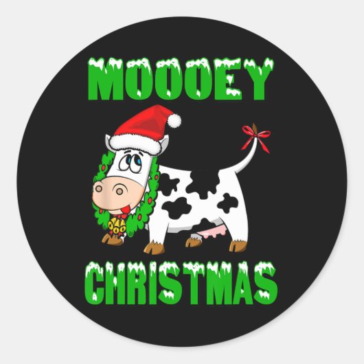 Sticker Rond Joyeux Noël - Vache de Noël  (Devant)