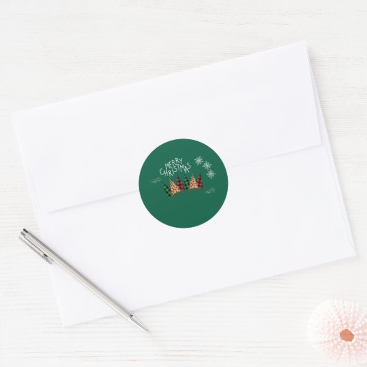 Sticker Rond Joyeux Noël vert (Enveloppe)