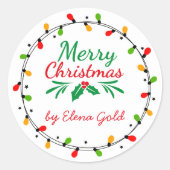 Sticker Rond Joyeux Noël vert et rouge (Devant)