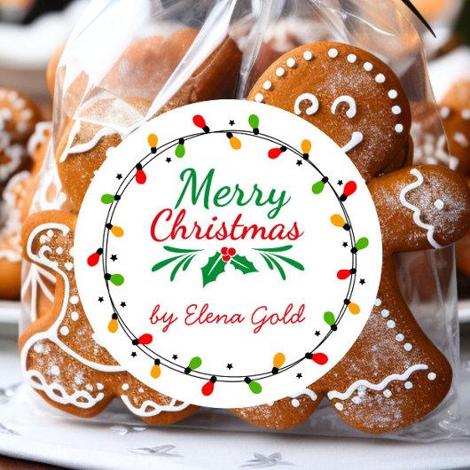 Sticker Rond Joyeux Noël vert et rouge