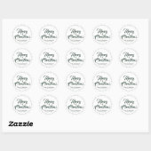 Sticker Rond Joyeux Noël vert foncé script personnalisé (Feuille)