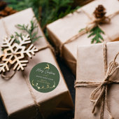 Sticker Rond Joyeux Noël Vert traditionnel