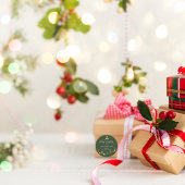 Sticker Rond Joyeux Noël Vert traditionnel