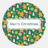 Sticker Rond Joyeux Noël Vert vacances Design à thème (Devant)