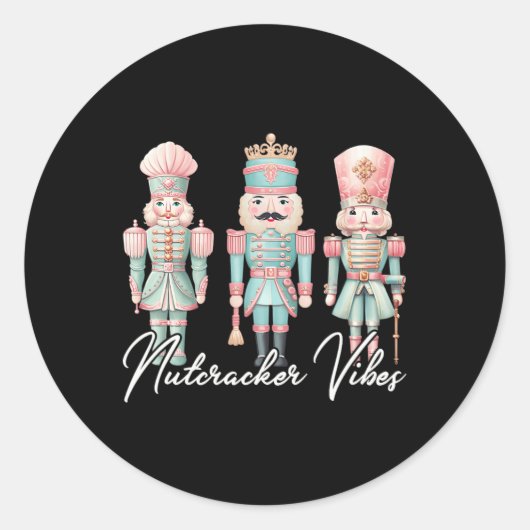 Sticker Rond Joyeux Noël Vibes Nutcracker Ballet Paix Noël (Devant)