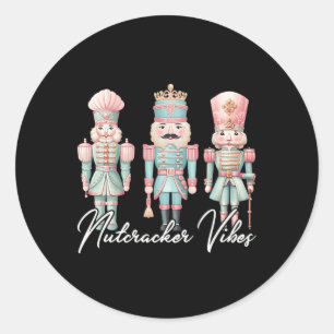 Sticker Rond Joyeux Noël Vibes Nutcracker Ballet Paix Noël