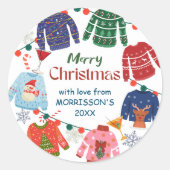 Sticker Rond Joyeux Noël Vilain fête de pull drôle (Devant)
