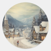 Sticker Rond Joyeux Noël vintage (Devant)