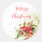 Sticker Rond Joyeux Noël Vintage (Devant)