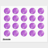 Sticker Rond Joyeux Noël violet blanc flocon de neige minimalis (Feuille)