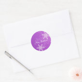 Sticker Rond Joyeux Noël violet blanc flocon de neige minimalis (Enveloppe)
