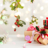Sticker Rond Joyeux Noël violet clair