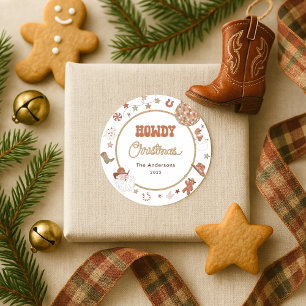 Sticker Rond Joyeux Noël Western Rustique