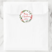 Sticker Rond Joyeux Noël Wreath Red Script | Couronne (Sac)