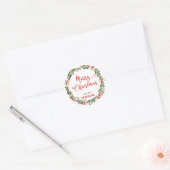 Sticker Rond Joyeux Noël Wreath Red Script | Couronne (Enveloppe)