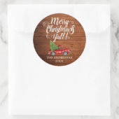 Sticker Rond Joyeux Noël Y'all Rustic Wood Truck (Sac)