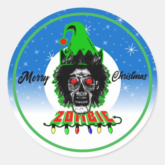 Sticker Rond Joyeux Noël Zombie (Devant)