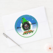 Sticker Rond Joyeux Noël Zombie (Enveloppe)