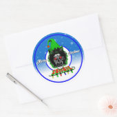 Sticker Rond Joyeux Noël Zombie Script Blanc (Enveloppe)