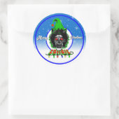 Sticker Rond Joyeux Noël Zombie Script Blanc (Sac)