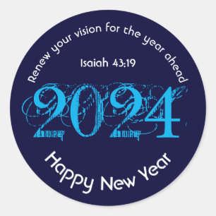 Sticker Rond Joyeux Nouvel An 2024 AJOUTER TOUTE ANNÉE Christia