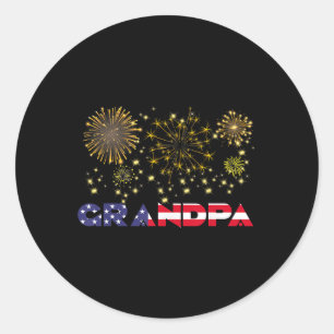 Sticker Rond Joyeux Nouvel An 2025 Grandpa American Flag Family
