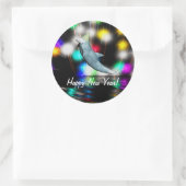 Sticker Rond Joyeux Nouvel An Dauphin et feux d'artifice (Sac)