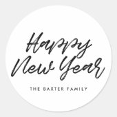 Sticker Rond Joyeux Nouvel An police noire moderne (Devant)