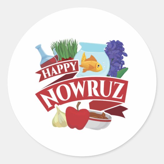 Sticker Rond Joyeux Nowruz Nouvel An persan (Devant)