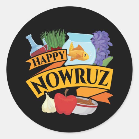 Sticker Rond Joyeux Nowruz Nouvel An persan (Devant)