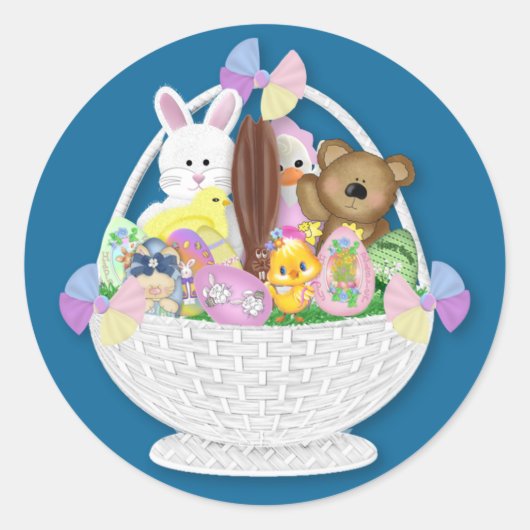 Sticker Rond Joyeux oeuf de lapin de Pâques (Devant)