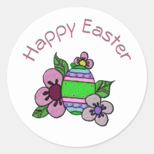 Sticker Rond Joyeux Oeuf de Pâques