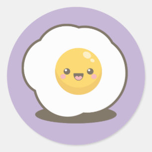 Sticker Rond Joyeux Oeuf Frit Kawaii
