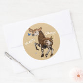 Sticker Rond Joyeux Okapi ! (Enveloppe)