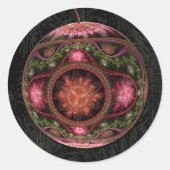 Sticker Rond Joyeux ornement Fractal pour les fêtes (Devant)